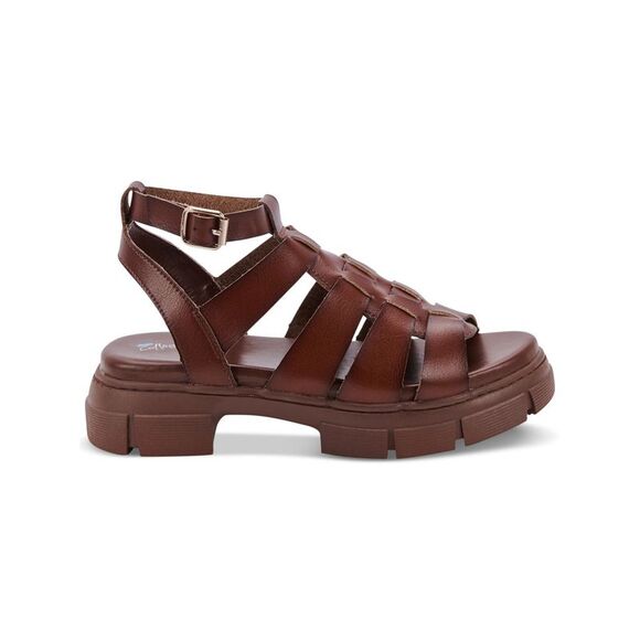 AQUA COLLEGE Womens Brown Hannah Round Toe Platform Slip On Sandals Shoes 11 M - Picture 3 of 4